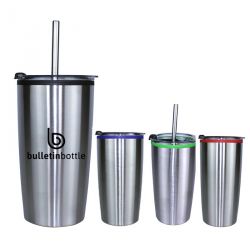 Banded Tumbler With Stainless Straw